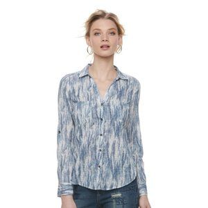 Rock & Republic Tie-Dye 3/4 Sleeve Shirt - Size Medium